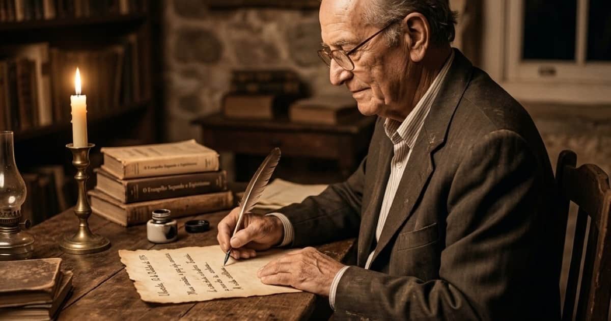 A person writing a channeled letter online in a warm setting with natural light