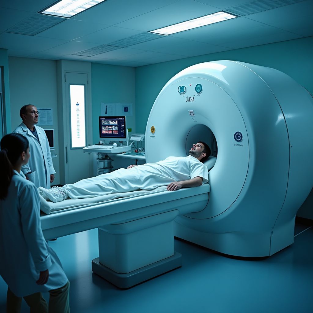 Médium em exame de ressonância magnética durante estudo científico de psicografia